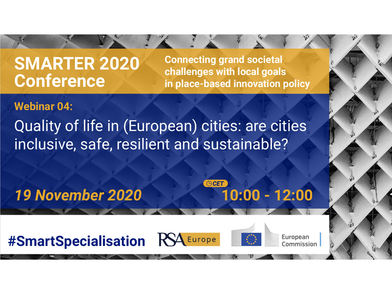 Post Image - SMARTER 2020 Conference Webinar series - Quality of life in (European) cities: are cities in Europe inclusive, safe, resilient and sustainable?